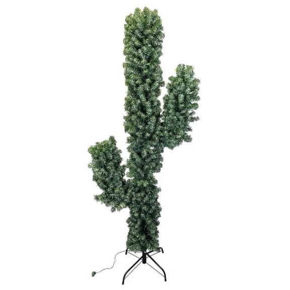 Tree Buddees Pre-lit LED Lights Cactus Christmas Tree 6 Foot Tall (Colored LED Lights)