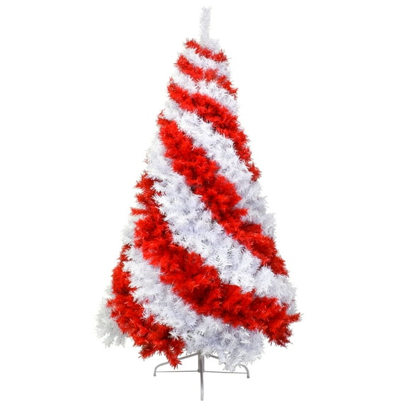 Tree Buddees Red and White Swirl Candy Cane Colored Artificial Christmas Tree (6 Foot)