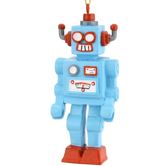 Tree Buddees Retro Robot Christmas Ornament, Resin, Hand-Painted, 1-Pack, 4 x 1.75 Inch