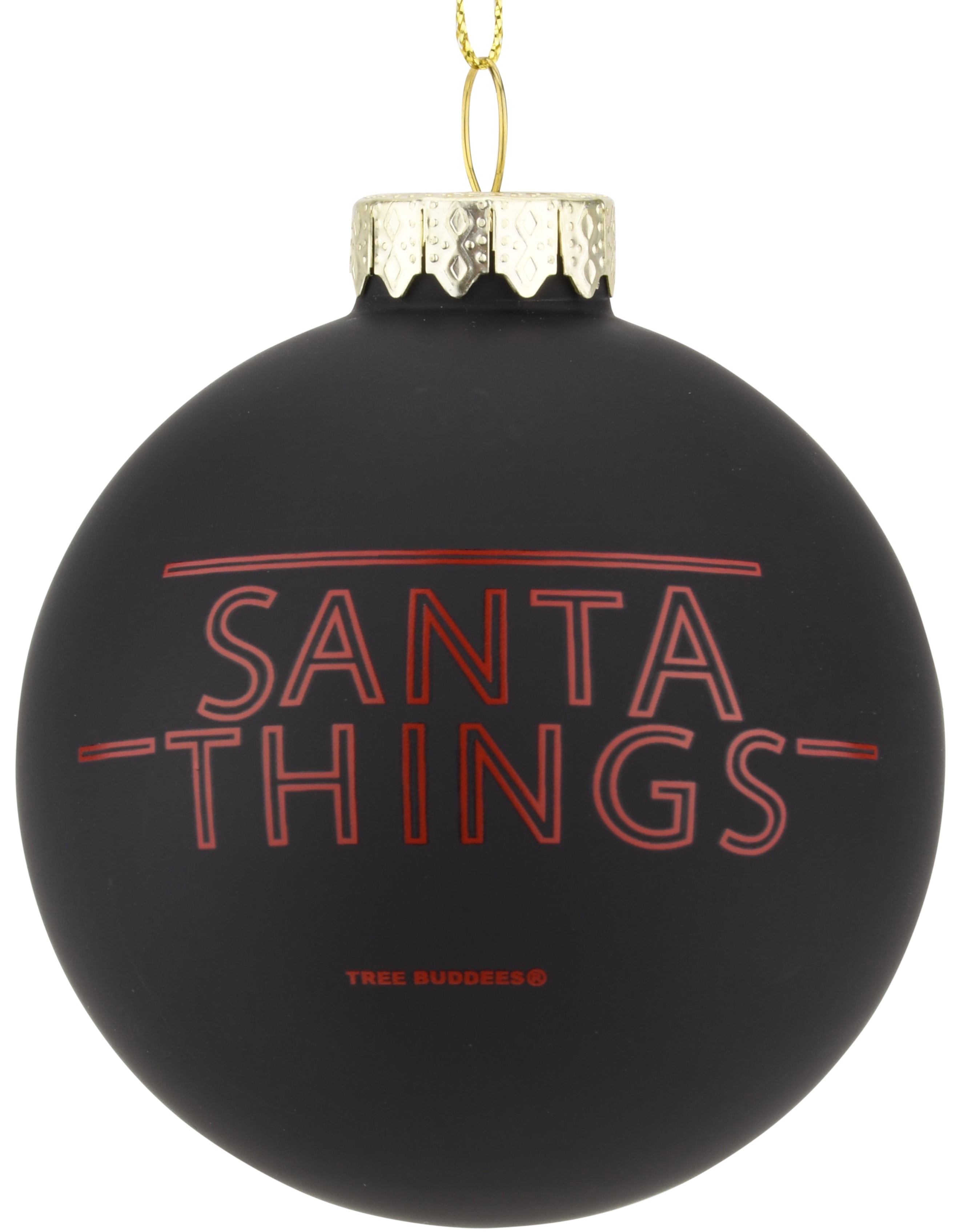 Tree Buddees Santa Things - Funny Stranger Things Parody Glass Christmas Ornament