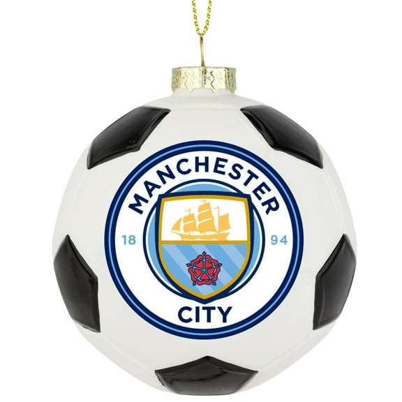 Tree Buddees x Manchester City F.C. Official Football Club Bauble Limited Edition Christmas Ornament - Glass Soccer Ball
