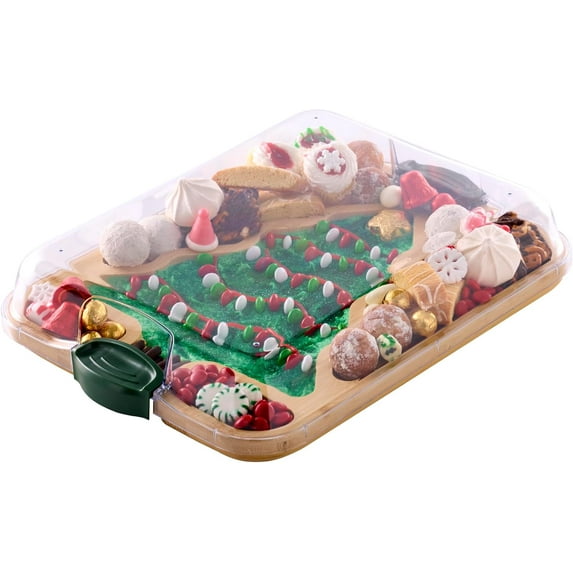Tree Build-A-Board with Clear Locking Lid – Holiday Prep and Serve Board for Charcuterie, Cookies, Candy, and Seasonal Entertaining