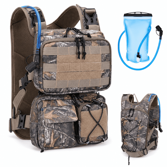 Tree Camouflage Hydration Pack 3-in-1 Modular Design for Hiking Cycling Running