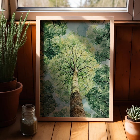 Tree Canopy Tranquil Green Leaves Branches Forest Conservation Woodland Nature, Unframed Poster