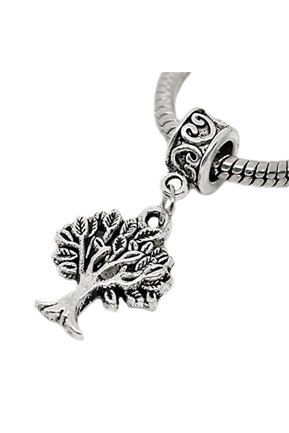 Tree Charm Dangle European Bead Compatible for Most European Snake Chain Bracelet