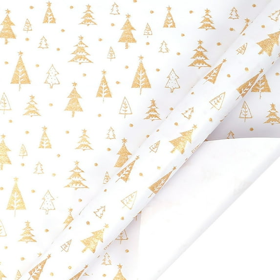 Tree Christmas Wrapping Paper Gold-Foil Christmas Gift Wrapping, 3D Embossed Foil Design Metallic Foil Shining Paper, 9.8 ft Weddings Valentines Day Graduation Wrap Paper Rolls