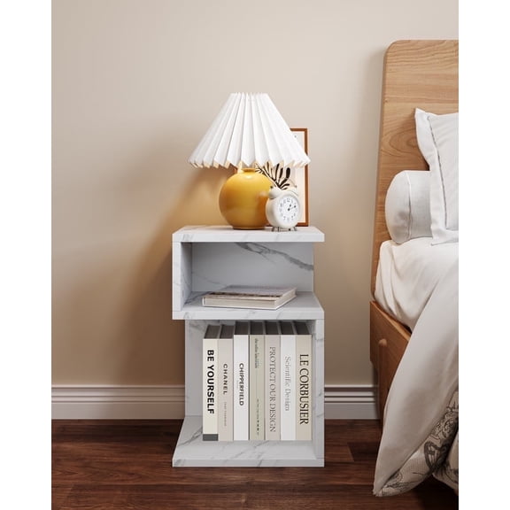 Tree City 20'' S-Shaped End Table and Bookcase With Open Storage Shelves,White,set of 4