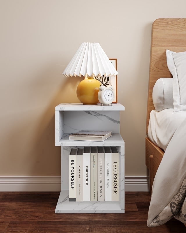 ZARKEA 20'' S-Shaped End Table and Bookcase With Open Storage Shelves ...