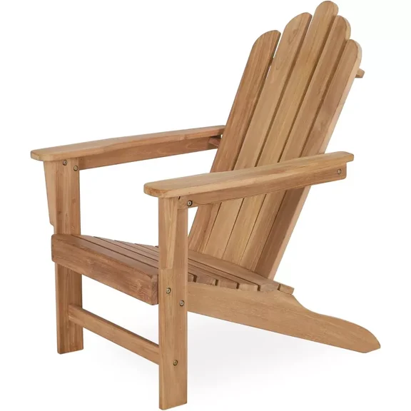 ZARKEA Teak Wood Adirondack Chair, Wide Armrest & High Back, Weather-Resistant Grade-A Teak Outdoor Patio Chair for Garden, Porch or Beach
