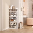 thumbnail image 1 of ZARKEA Adult 7-Tier Adjustable Shelves Freestanding Shoe Rack with Wall Anchor, White, Holds up to 20-Pairs of Shoes, 1 of 7