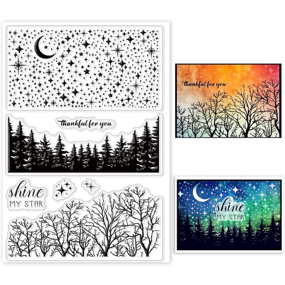 Tree Clear Stamp for DIY Card Making Decorative Tree Branch Background Forest Transparent Silicone Stamps for DIY DIY Scrapbooking Supplies Embossing Paper Card Album Decoration Craft