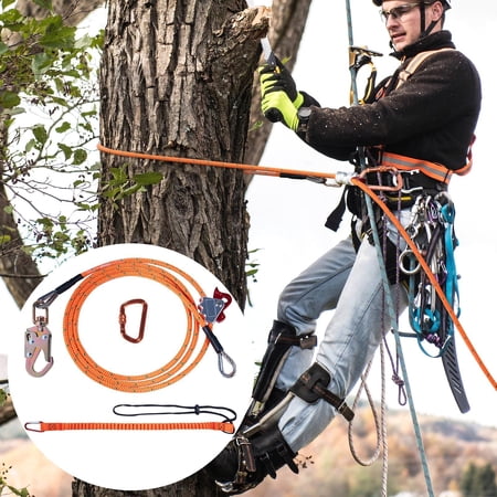 Tree Climber’s Steel Core Flip Line, 8 Foot 1/2 Inch Arborist Flipline with Alloy Steel Snap Hook, Aluminum Carabiner and Bonus Tool Lanyard