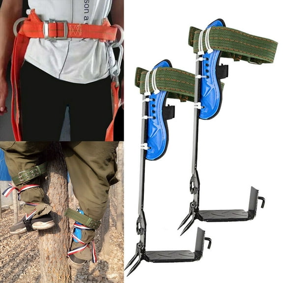 Tree Climbing Climbers Spike Hooks Gear W/ Set Safety Belt Adjustable Lanyard