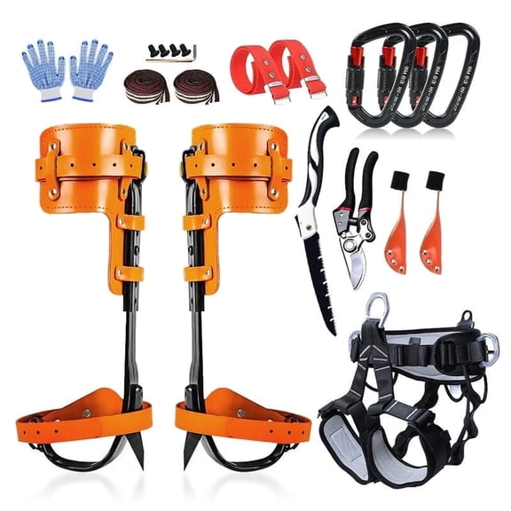 Tree Climbing Gear，Tree Climbing Spikes, Tree Climbing Gear with Adjustable Climbing Straps and Steel Core Flip Line, Rock Climbing Kit with Triple Lock Lanyard Adjuster