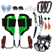 Tree Climbing Gear Tree Climbing Spikes, Tree Climbing Gear with Adjustable Climbing Straps and Steel Core Flip Line, Rock Climbing Kit with Triple Lock Lanyard Adjuster