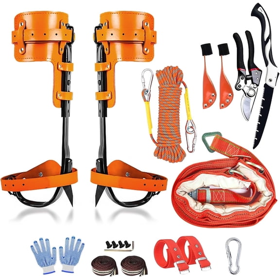 Tree Climbing GearTree Climbing Spikes, Tree Climbing Gear with Adjustable Climbing Straps and Steel Core Flip Line, Rock Climbing Kit with Triple Lock Lanyard Adjuster