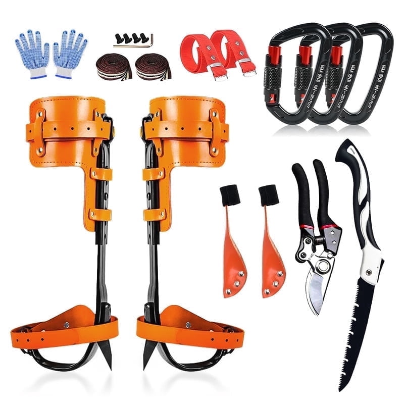Tree Climbing Gear，Tree Climbing Spikes, Tree Climbing Gear with Adjustable Climbing Straps and Steel Core Flip Line, Rock Climbing Kit with Triple Lock Lanyard Adjuster