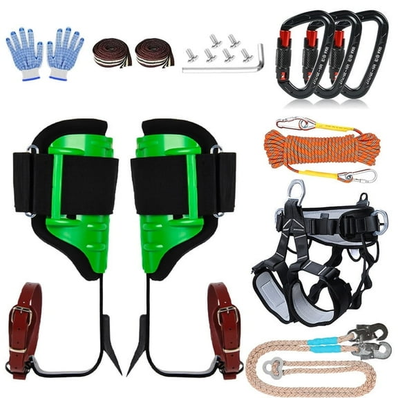 Tree Climbing GearTree Climbing Spikes, Tree Climbing Gear with Adjustable Climbing Straps and Steel Core Flip Line, Rock Climbing Kit with Triple Lock Lanyard Adjuster