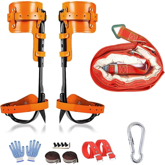 Tree Climbing GearTree Climbing Spikes, Tree Climbing Gear with Adjustable Climbing Straps and Steel Core Flip Line, Rock Climbing Kit with Triple Lock Lanyard Adjuster
