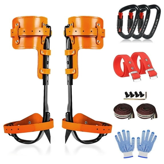 Tree Climbing Gear,Tree Climbing Spikes, Tree Climbing Gear with Adjustable Climbing Straps and Steel Core Flip Line, Rock Climbing Kit with Triple Lock Lanyard Adjuster