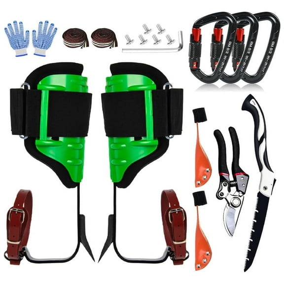 Tree Climbing GearTree Climbing Spikes, Tree Climbing Gear with Adjustable Climbing Straps and Steel Core Flip Line, Rock Climbing Kit with Triple Lock Lanyard Adjuster