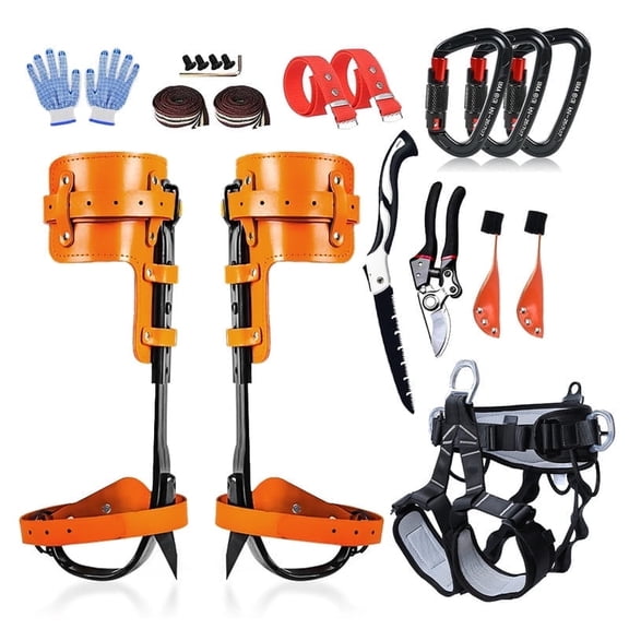 Tree Climbing Gear,Tree Climbing Spikes, Tree Climbing Gear with Adjustable Climbing Straps and Steel Core Flip Line, Rock Climbing Kit with Triple Lock Lanyard Adjuster
