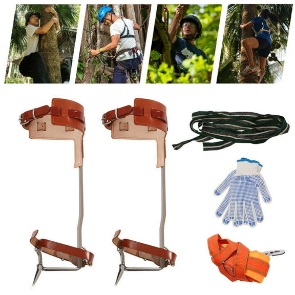 Tree Climbing Spike 2 Gears Set Safety Strap Adjustable Rope Lanyard Rescue Belt