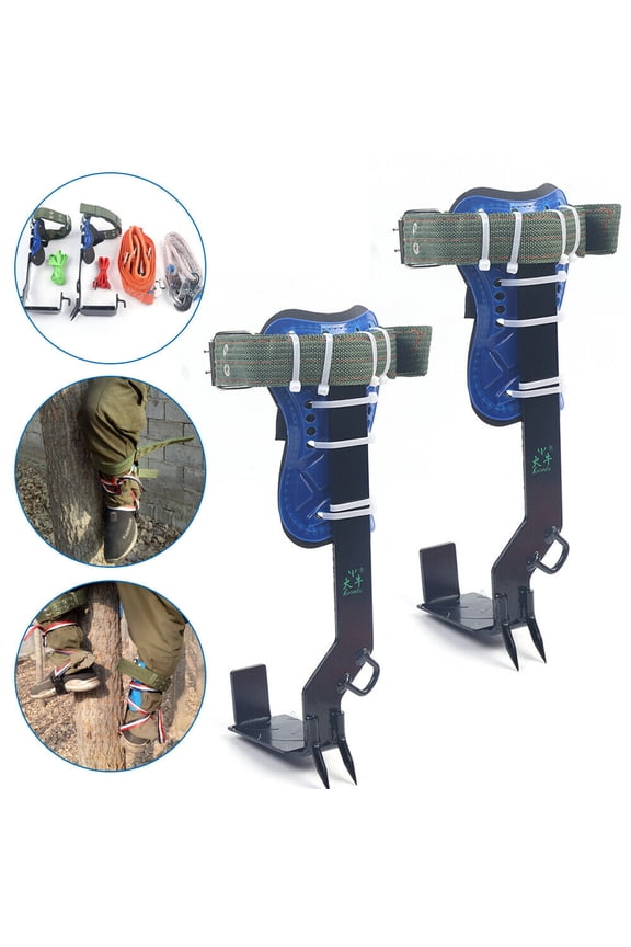 Tree Climbing Spike Set Safety Adjustable Belt Lanyard 2 Gears Rope Rescue Belt for Hunting Observation Outdoor Picking Fruit Pick Trees Pole Hook