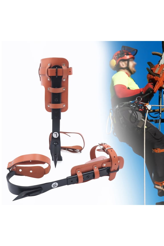 Tree Climbing Spike Set with Adjustable Cowhide Straps & Carbon Steel Claws, Non-Slip Gloves & Straps, High Load Capacity for Tree & Pole Climbing