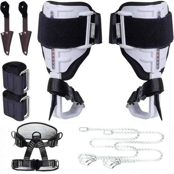 Tree Climbing Spikes,Portable Tree Spikes for Climbing,Picos para Escalar Arboles,with Cowhide Straps and Thickened Integrated Steel Plate,Not Easy to Break,Height Adjustable