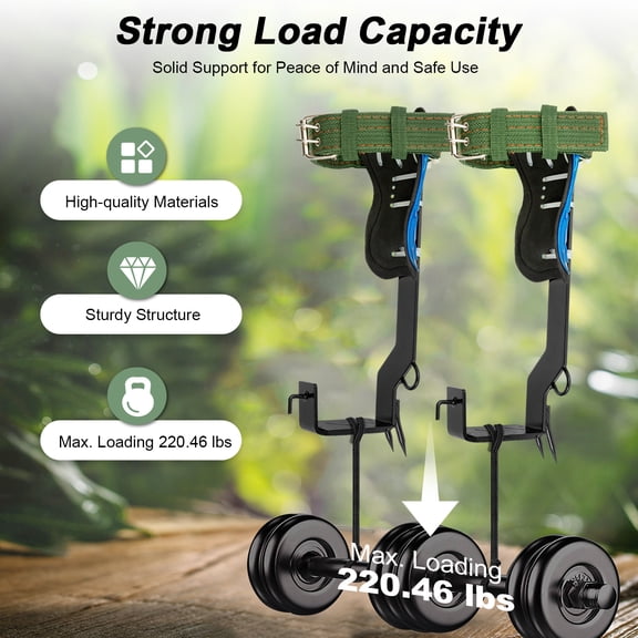 Tree Climbing Spikes Shoes Set, Heavy Duty Steel Tree Climbing Gear with Safety Belt Rope, Adjustable Tree Climbing Tools for Outdoor Work & Picking