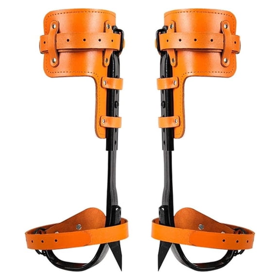 Tree Climbing Spikes, Tree Climbing Tool Crampons, Height Adjustable and with Cowhide Leather Straps, for Climbers, Logging, Hunting Observation, Fruit Picking