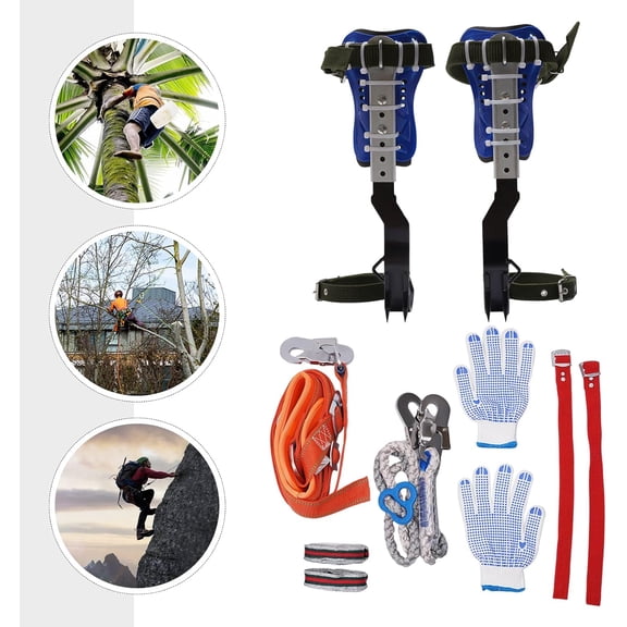 Tree Climbing Spikes with Safety Belt and Rope, Adjustable Steel Gears for Logging Fruit Picking