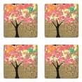 thumbnail image 1 of Tree Coaster Set of 4, Paint Splash Branches on Grunge Vintage Newspaper Look Background Artwork Print, Square Hardboard Gloss Coasters, Standard Size, Multicolor, by Ambesonne, 1 of 2