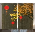 thumbnail image 1 of Ambesonne Oriental Curtains 2 Panel Set, Autumn Tree Vintage Art, 108" x 90", Orange Brown and Red, 1 of 3