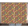 thumbnail image 1 of Tree Curtains 2 Panels Set, Hand Drawn Fruit Tree Trunks and Cross Cutted Logs Among Stiped Apples and Leaves, Window Drapes for Living Room Bedroom, 108W X 63L Inches, Multicolor, by Ambesonne, 1 of 3