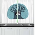thumbnail image 1 of Tree Curtains 2 Panels Set, Leafless Winter Tree with Bunch of Rabbit on Its Hollow and Birds on Branches Snowfall, Window Drapes for Living Room Bedroom, 55W X 39L Inches, Multicolor, by Ambesonne, 1 of 2
