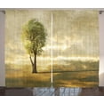 thumbnail image 1 of Ambesonne Tree Curtains 2 Panel Set, Lonely Tree in Beige Tones, 108" x 84", Beige Green Pale Yellow, 1 of 3