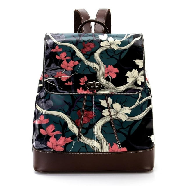 Tree Cute PU Leather Backpack with Adjustable Shoulder Strap, Large ...