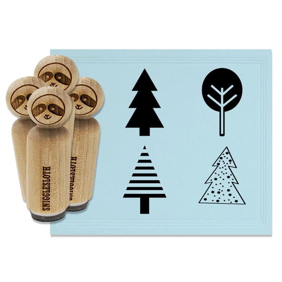 Tree Cute Pine Striped Woodland Rubber Stamp Set for Scrapbooking Crafting Stamping - Small 3/4 Inch