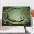 thumbnail image 1 of Tree Cutting Board, Absurt Illustration of Wooden Crescent Hanging on a Tree Branch, Decorative Tempered Glass Cutting and Serving Board, Large Size, Green Green Brown, by Ambesonne, 1 of 1