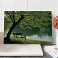thumbnail image 1 of Tree Cutting Board, Bench Under Timber Tree by Riverside Epic Countryside Rural Relaxing Resting Space Scenery, Decorative Tempered Glass Cutting and Serving Board, Large Size, Green, by Ambesonne, 1 of 1