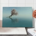 thumbnail image 1 of Tree Cutting Board, Flower Tree in the Middle of Lake with Reflection in the Water Scenic View, Decorative Tempered Glass Cutting and Serving Board, Large Size, Teal Pink, by Ambesonne, 1 of 1