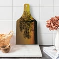 thumbnail image 1 of Tree Cutting Board, Oak in the Sunset Horizon Golden Yellow Sun Rays Countryside Rural Nature Picture, Tempered Glass Cutting and Serving Board, Wine Bottle Shape, Orange Brown, by Ambesonne, 1 of 1