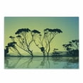 thumbnail image 1 of Tree Cutting Board, Tree Silhouettes with Reflections on the Water Scenic National Park Countyside Art, Decorative Tempered Glass Cutting and Serving Board, Small Size, Yellow Blue, by Ambesonne, 1 of 1