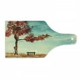 thumbnail image 1 of Tree Cutting Board, Watercolors Design of a Tree and Bench Earth Ecological Protection for Future Image, Tempered Glass Cutting and Serving Board, Wine Bottle Shape, Orange Blue, by Ambesonne, 1 of 1
