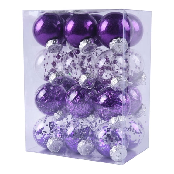 Tree Decor,Christmas Decorations,24PCS Christmas Baubles Balls Xmas Tree Balls Christmas Decoration Party Ornaments Christmas Tree Balls(Purple 2.4IN)