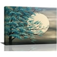 Tree Decor wall art Tree canvas Pictures Moon Wall Decor Teal Canvas