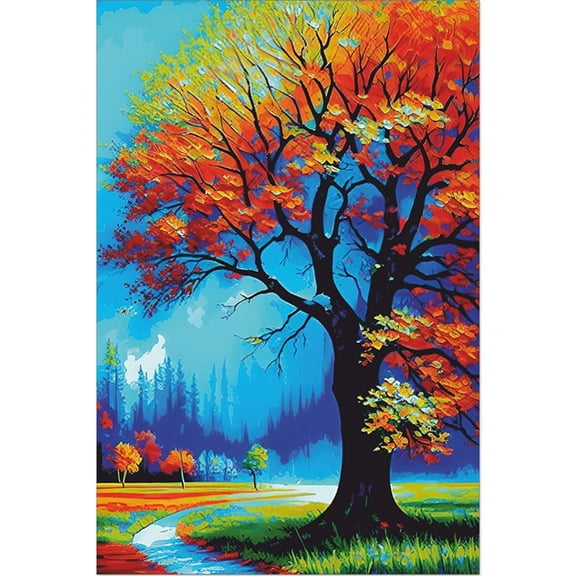 Tree Design Canvas Unframed Wall Art Painting Decoration (12x18inch)
