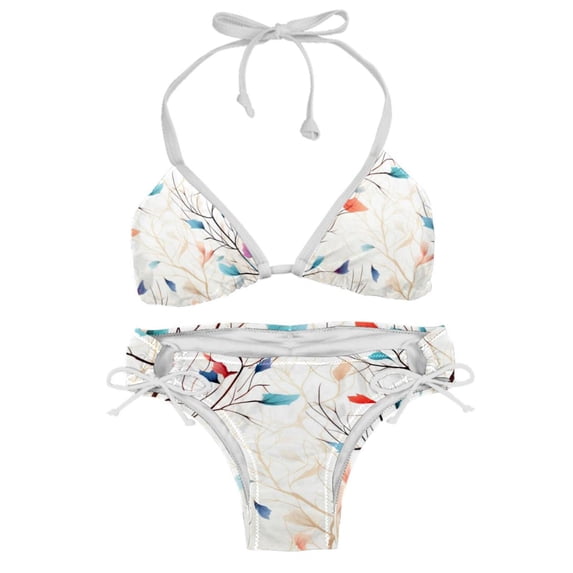 Tree Detachable Sponge Adjustable Strap Bikini Set - Two-Pack for Versatile Swim Suit Looks